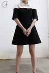 shushutong stitching A-type dress SS22DR08 white